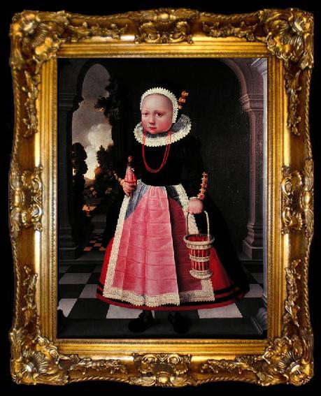framed  Jacob Gerritsz. Cuyp Portrait eines kleinen Madchens mit einer Puppe und einem Korb, ta009-2